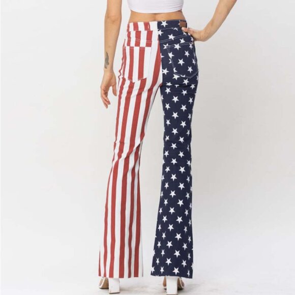 Judy Blue American Flag Print Flare - Picture 3 of 6